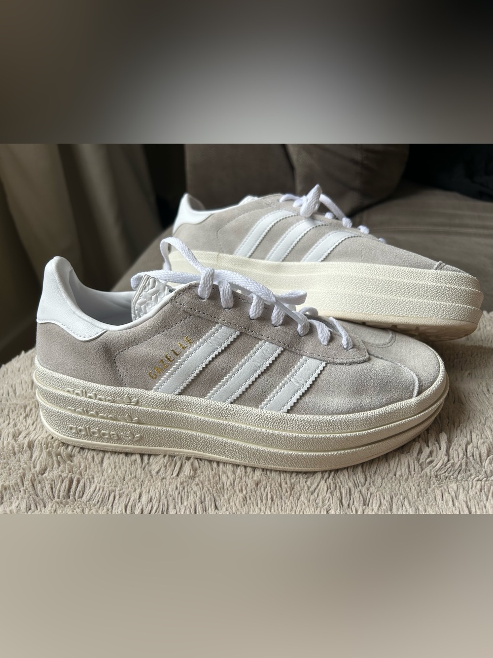 Adidas Women’s Gazelle Bold in Grey and cloud white